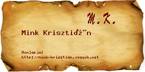 Mink Krisztián névjegykártya